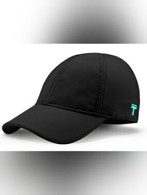 NWT Black Topknot Baseball Cap with Teal Accent M/L